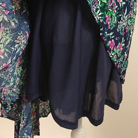 Entro Floral Lace Up High Low Boho Dress Large - Picture 10 of 11